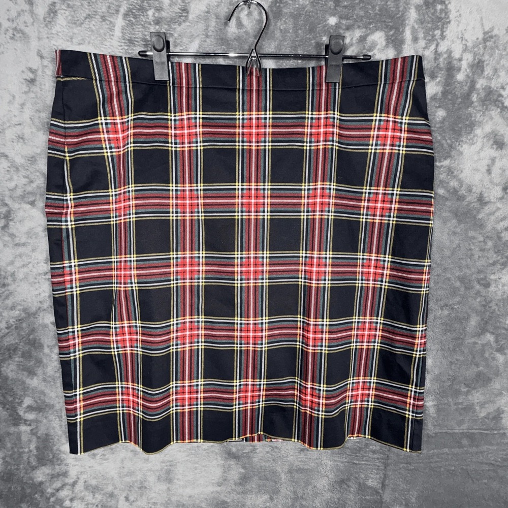 J.Crew‎ Womens Plaid Pencil Skirt Size 18 Red Black Tartan Holiday